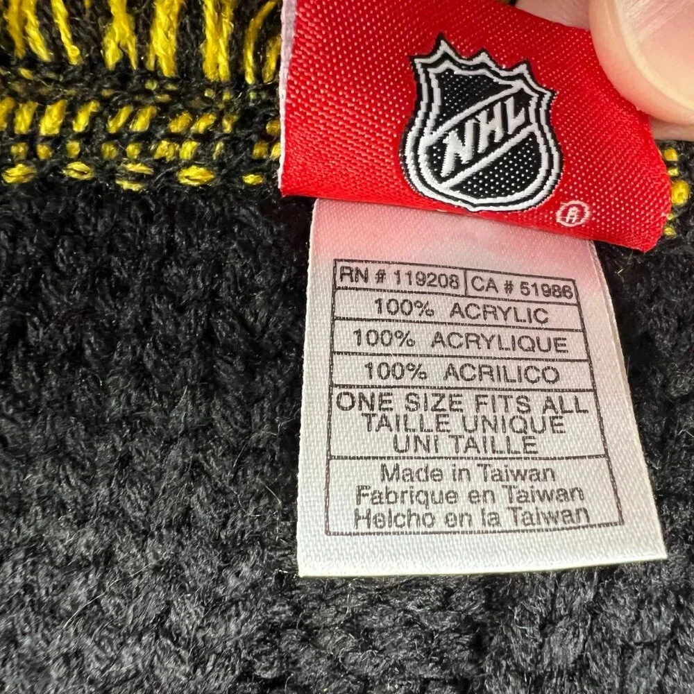 Reebok Unisex One Size Black‎ Yellow Fringe NHL Boston Bruins Hockey Scarf NWT